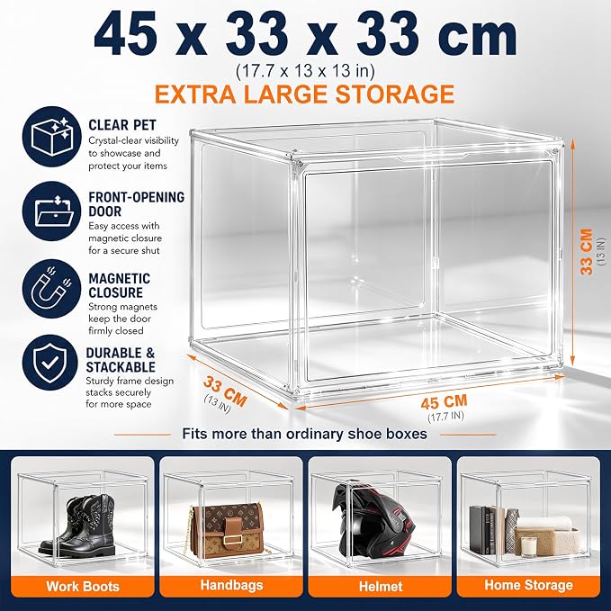 XXX-Large Extra Large Boot & Shoe Acrylic Display Case 17.3'', 1 Pack - Image 2