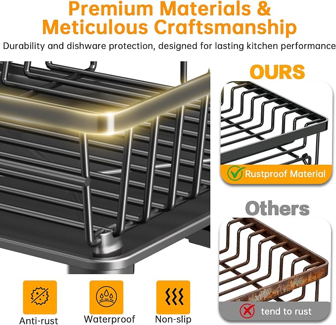 2 Tier Large Detachable Dish Drying Rack - Image 4