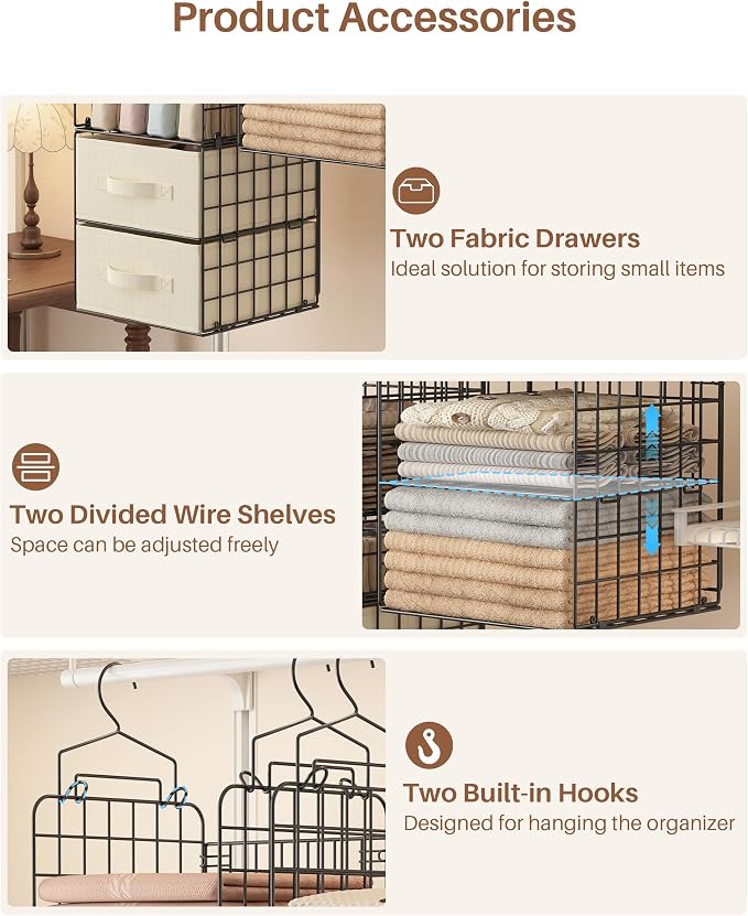 4 Tier Metal Hanging Closet Organizer - Image 5