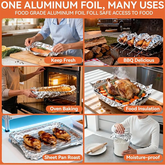 Aluminum Foil Roll, 12in x 190Sq Ft Aluminum Foil, Thick Strong Tin Foil - Image 8