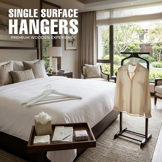 Utopia Home Wooden Hangers 20 Pack – Slim Suit Hangers White | 360° rotatable - Image 3