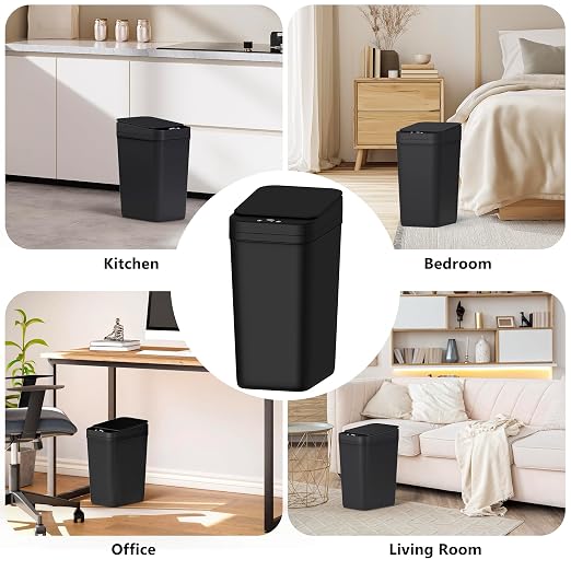 Bathroom Small Trash Can with Lid, Automatic Garbage Can, 2.6 Gallon | 3 Pack - Image 7