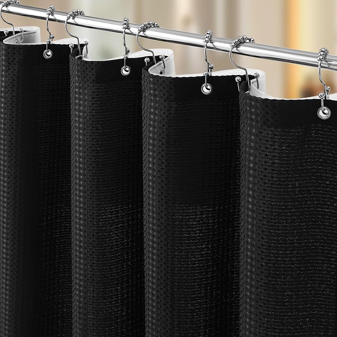 Vipfree 3 in 1 Shower Curtain Set, Waffle Shower Curtain and Liner Set by Vipfree
