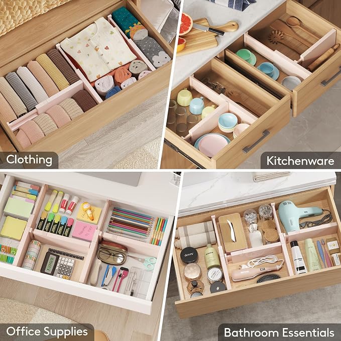 Lifewit 4" High Upgrade Drawer Divider, Adjustable Drawer Organizer Clothes | - Image 8