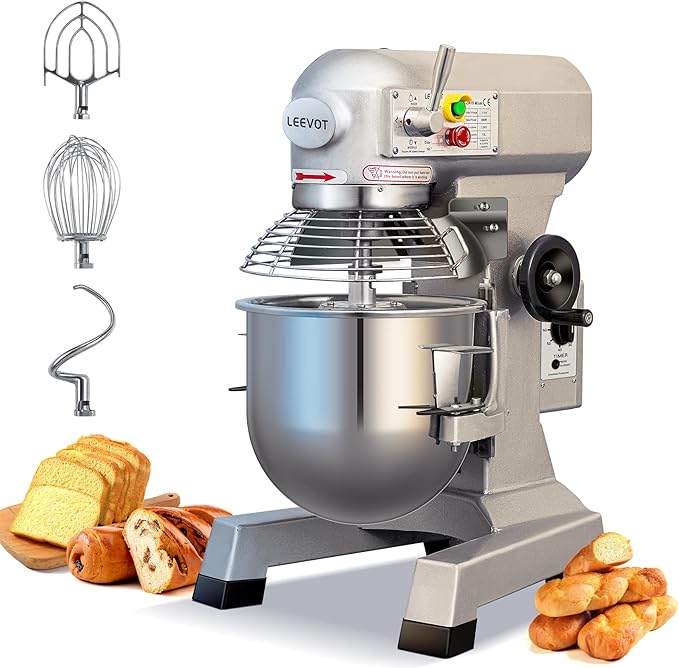 Commercial Food Mixer 15 Qt with Timing Function,600W Commercial mixers 3 Speed Adjustable,Electric Stand Commercial Dough Mixer with Stainless Steel Bowl for Bakery Pizzeria