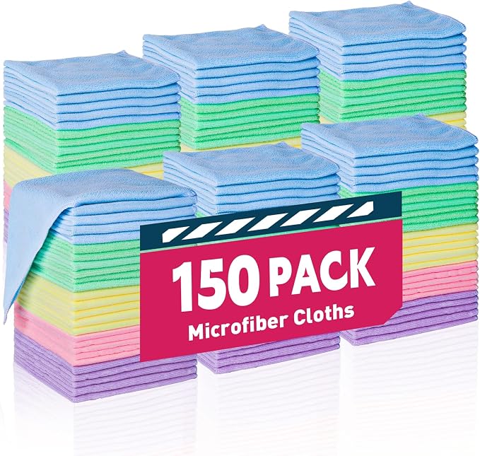 TEAWOO Microfiber Towels Bulk-150 Pack, Cleaning Cloths, Microfiber Towels by TEAWOO
