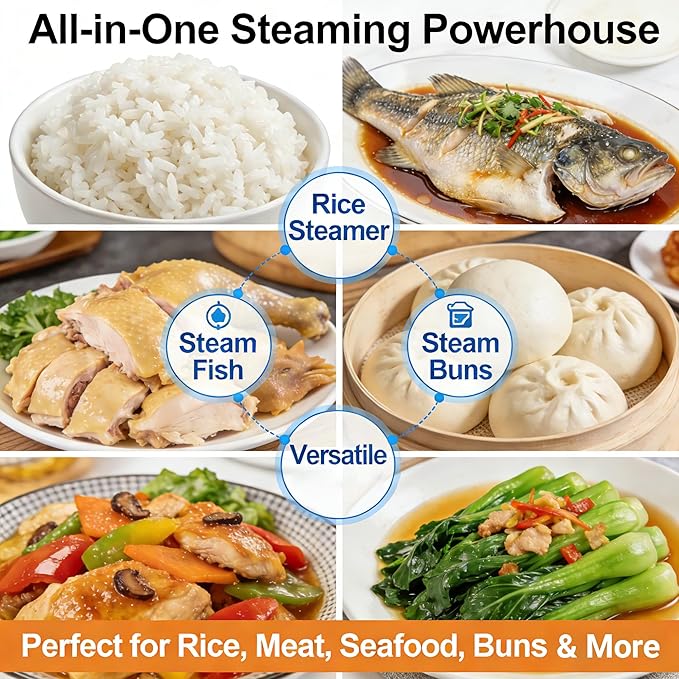 Commercial Electric Steaming Cabinet 8 Trays Intelligent Food Steamer Stainless Steel with Timer Appointment, Auto Water Refill, Anti-Dry for Restaurant/Canteen/Hotel Kitchen 220V 9KW 1PH