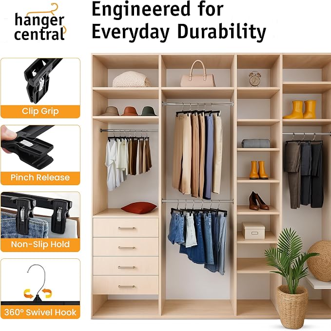 12 Inch 12 Pack Pants Hangers, Slim Plastic Clothes Hangers - Image 5