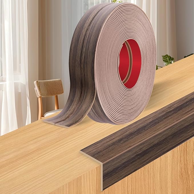 Wall Corner Protector Moulding Trim Peel and Stick Wall Corner Guards Trim Flexible Self Adhesive Edge Protector Moulding, 1.6 in x 10 Ft, Smoked Brown Wood