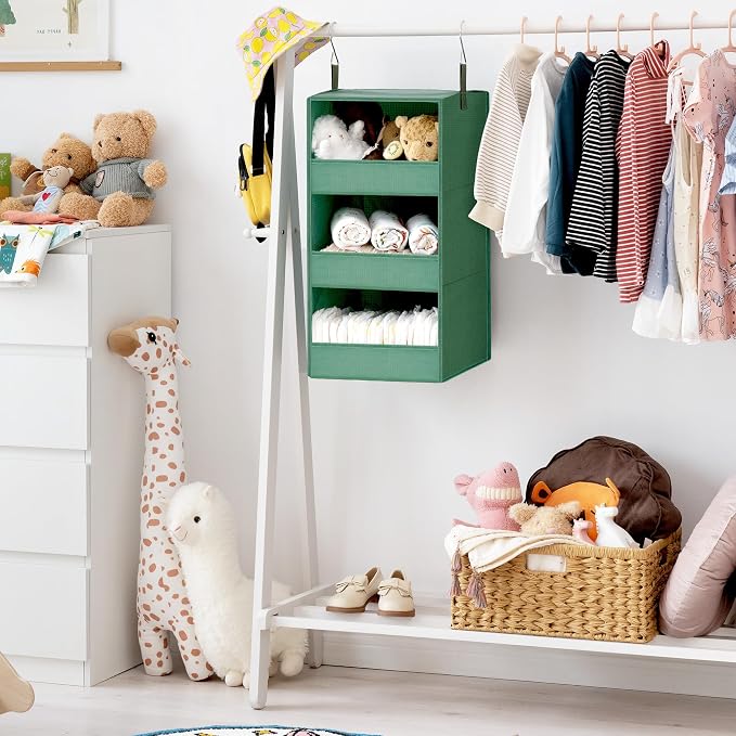 GRANNY SAYS 3-Shelf Hanging Closet Organizer, Foldable Storage, Dark Green | 33 - Image 2