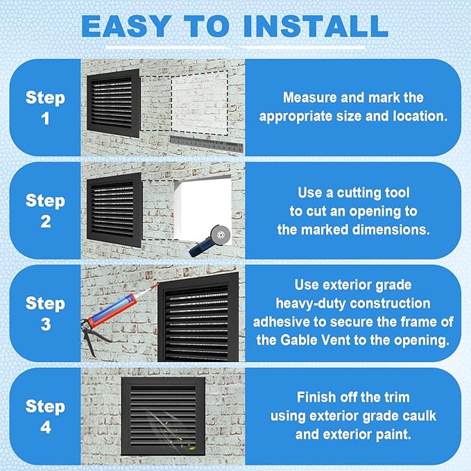 2-Pack Aluminum Gable Vent 12" x 18" with Screen - Optimal Airflow Design, Ideal for Attic Houses, Opening: 10" x 16", Black