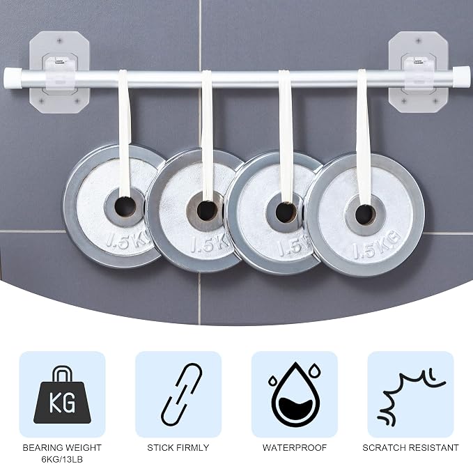 8PCS Upgraded No Drill Curtain Rod Brackets No Drilling Curtain Rod Holders - Image 3