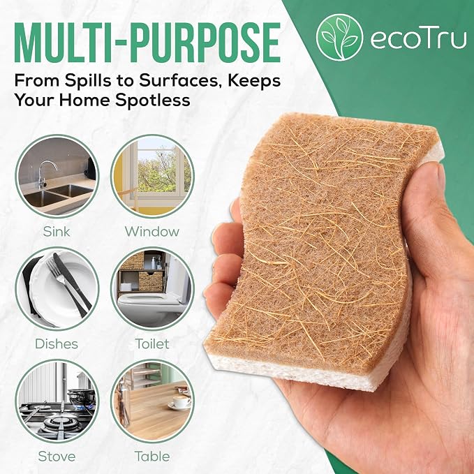 6 Pack Washing Up Sponges, Eco Kitchen Dish Cleaning Sponges, Biodegradable & - Image 9
