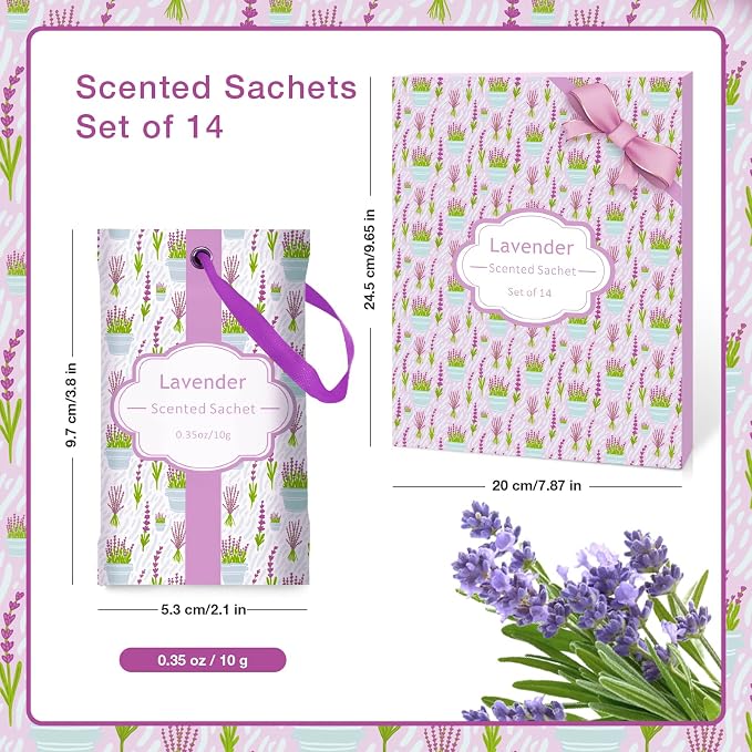 SCENTORINI Lavender Sachets for Drawer and Closet, Sachets Bags 14 Pack - Image 5