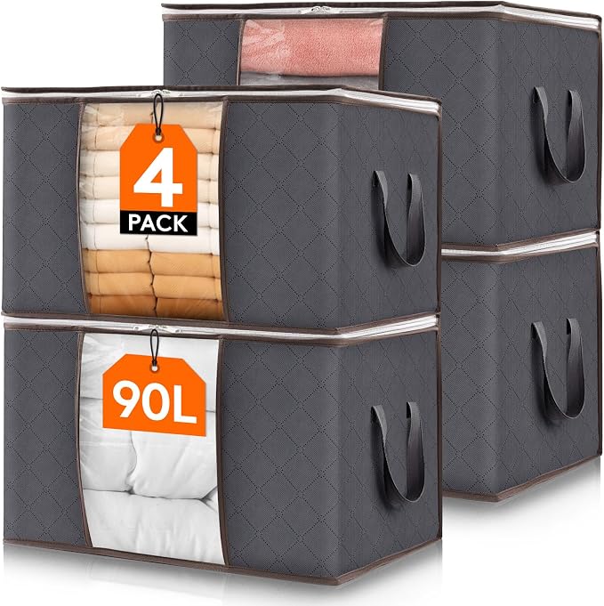 Lifewit 4 Pack 90L Clothes Storage Bins by Lifewit