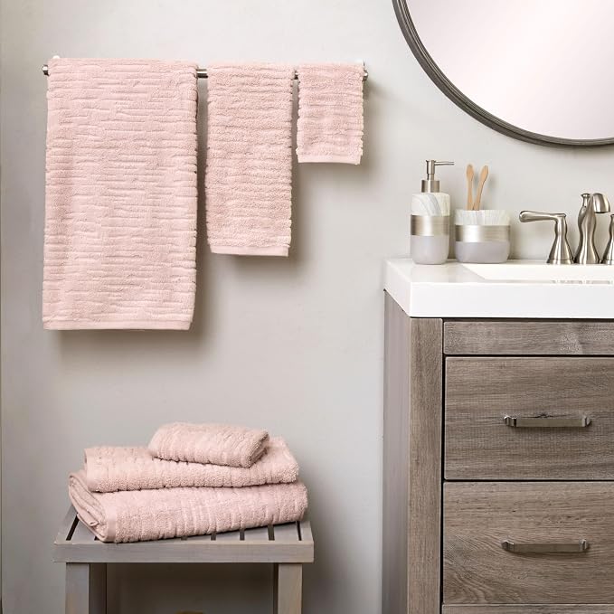 SKL Home CloudSoft Hand Towel Set, 100% Cotton Luxury, Blush Pink | Premium - Image 4