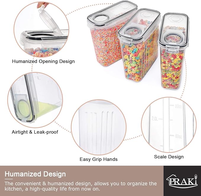 5PCS Large Cereal Containers Storage, Food Storage Containers | Plastic Dry - Image 6