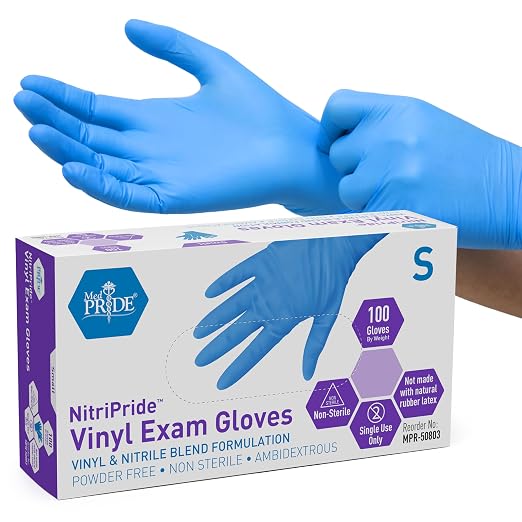 MED PRIDE Nitrile/Vinyl Blend Exam Gloves, Powder-Free by MEDPRIDE
