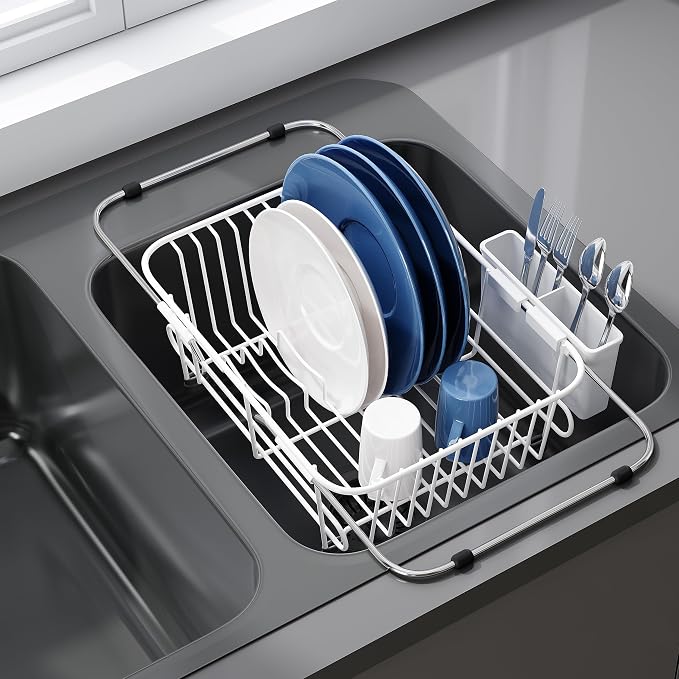 JASIWAY White Dish Drying Rack in Sink by JASIWAY