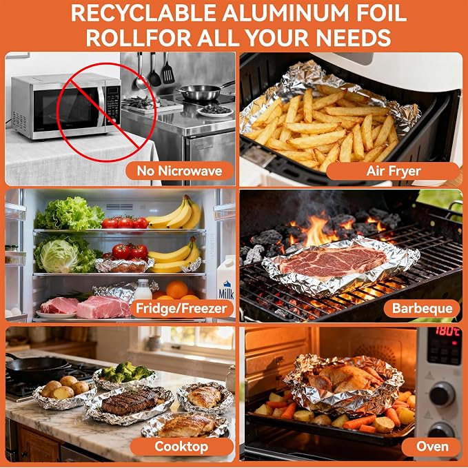 Aluminum Foil Roll, 12in x 190Sq Ft Aluminum Foil, Thick Strong Tin Foil - Image 4