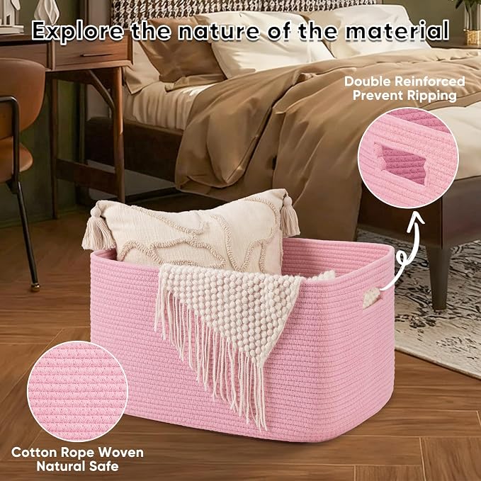 OIAHOMY 75L Large Blanket Basket Woven Storage Basket - Image 5