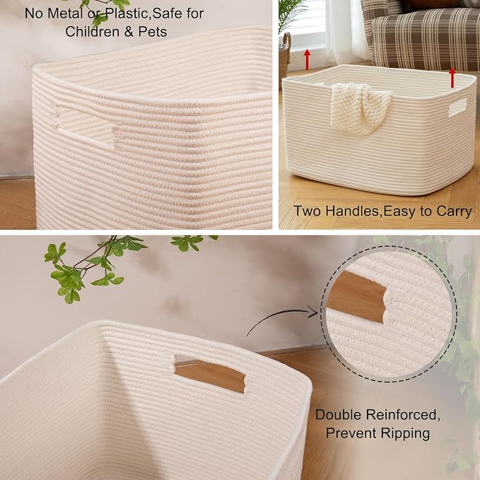 OIAHOMY 75L Large Blanket Basket Woven Storage Basket - Image 9