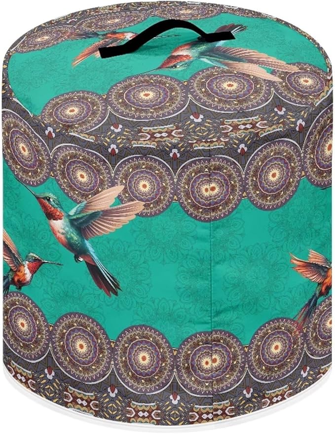 Xoenoiee Boho Mandala Hummingbird Print Kitchen Appliance Dust Cover with Pockets, Electric Pressure Cooker Cover Compatible with Rice Cooker Air Fryer Covers, for 6 Quart