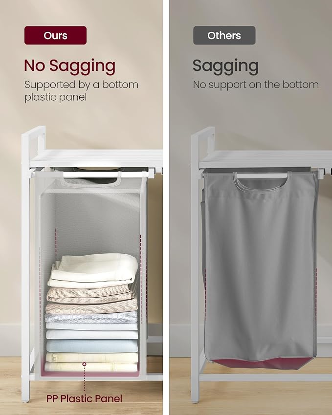 VASAGLE Laundry Hamper with Shelf, 2 Pull-Out Bags, 2 x 12.1 Gallons - Image 5