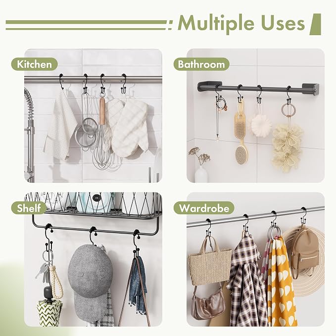 Amazer Shower Curtain Rings, Rust-Resistant Metal Double Shower Hooks - Image 7