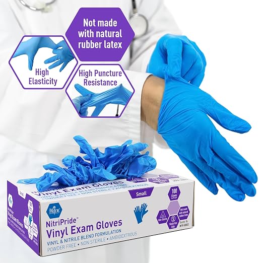 MED PRIDE Nitrile/Vinyl Blend Exam Gloves, Powder-Free - Image 2