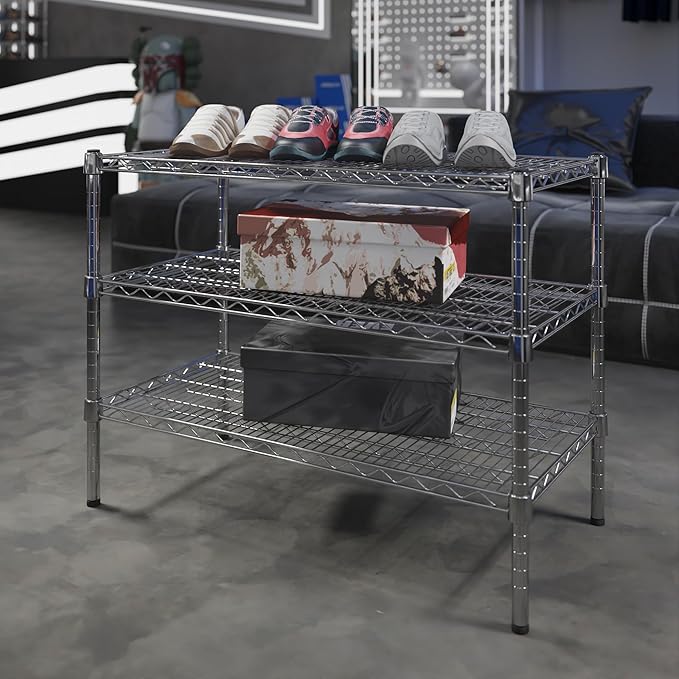 18" Deep x 36" Wide x 27" Height Wire Shelving Kit | 3-Tier | NSF Commercial Storage Rack Unit