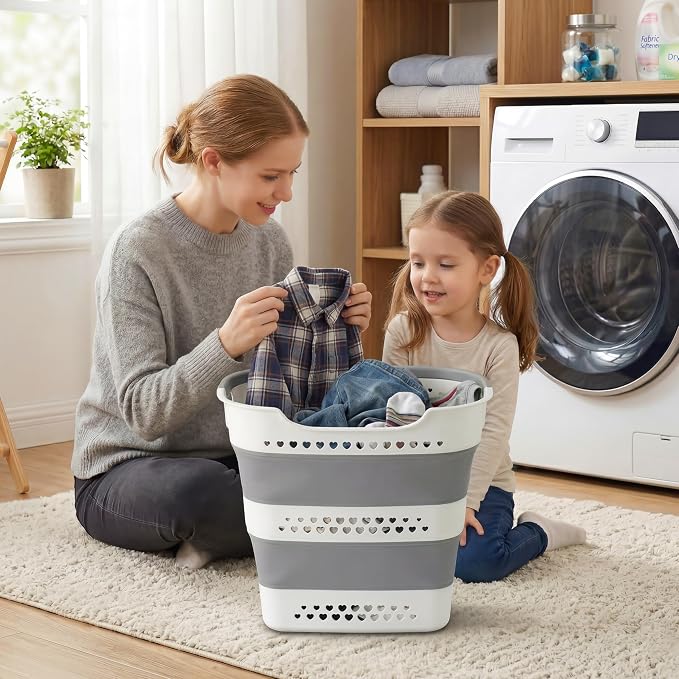 2 Pcs 42L Collapsible Laundry Baskets- Foldable Laundry Basket - Image 2