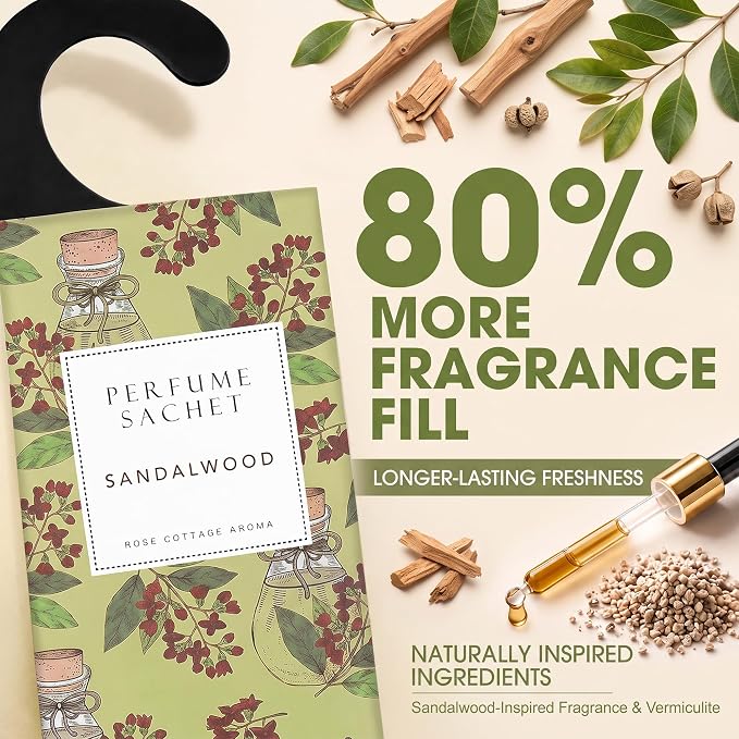 Large 12 Packs Sandalwood Hanging Scented Sachets Long-Lasting Closet - Image 4