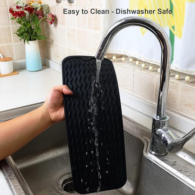 ZLR Small Dish Drying Mat for Kitchen Counter, Dorm & RV, Wavy Ridges Quick-Dry - Image 5