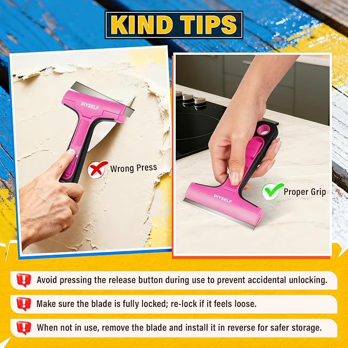 DIYSELF Window Scraper with 10 Extra 4" Razor Blades, Razor Scraper Tool | Wide - Image 5