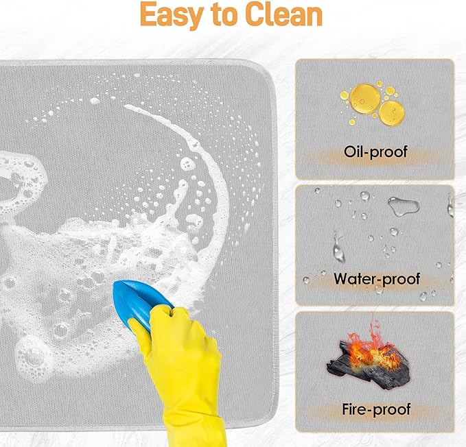 Heat Resistant Mat for Air Fryer, 16 x 20in Heat Resistant Mat for Countertop, Fireproof Silicone Countertop Protector Appliance Slider for Air Fryer, Coffee Maker, Toaster, Oven (Grey)