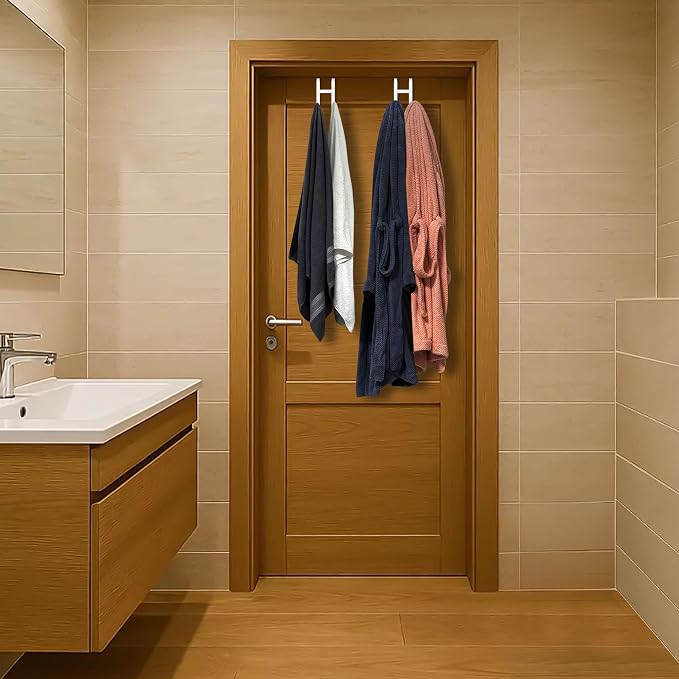 Double Over Door Steel Hooks 2 Pack Fit 1-3/8" Door 5.5" White | Plastic Coated - Image 7