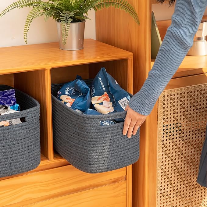 OIAHOMY 4 Pack Storage Baskets for Organizing 15L Cube Storage Bins Blue - Image 4