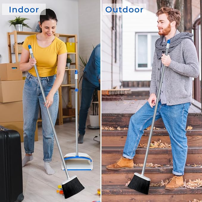 Broom and Dustpan Set with Long Handle 52", Standing Broom and Dust Pan Set - Image 7