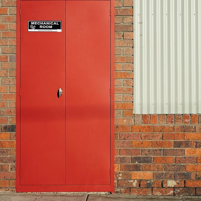 Door Sign,RAMIEYOO Acrylic Authorized Personnel Only Signs for Door,Black and White - 9"x 3" (Mechanical Room)