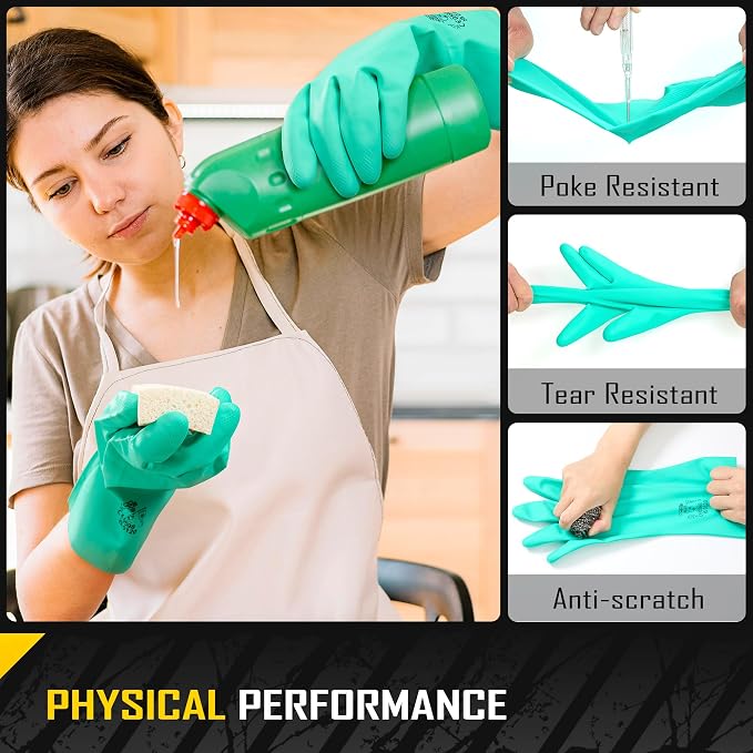 COOLJOB 18 Mil Chemical Resistant Nitrile Gloves 13" Long, Resist Household Acid - Image 2