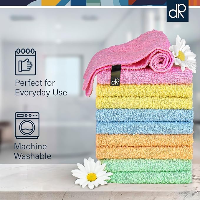 DecorRack 100% Cotton Washcloths 12x12 in - Image 5