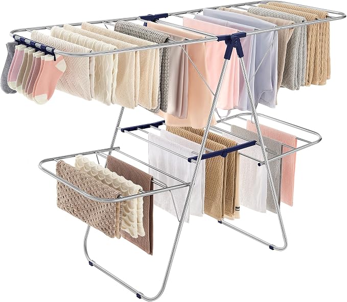 SONGMICS Clothes Drying Rack, Foldable 2-Level Laundry Drying Rack | by Unknown
