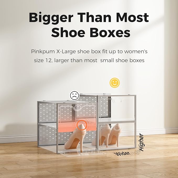Pinkpum 12 Pack X-Large Shoe Storage Boxes, Shoe Organizer Clear Stackable - Image 5