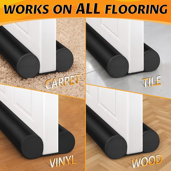 MAXTID Large Door Draft Stopper 36 Inch, Adjustable Double Sweep, Under Door - Image 8