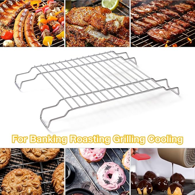 GlHETKUT Cooling Rack,Grill Rack, Heavy Duty Stainless Steel Wire Rack for Baking,Griling,Roasting,Oven andDishwasher Safe,Compatible with Electric Cooktop,Grill,BBO