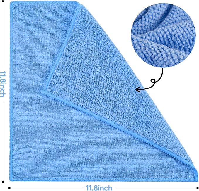 TEAWOO 10 PCS Blue Microfiber Cleaning Cloths, Car Towels, Kitchen Towels - Image 2
