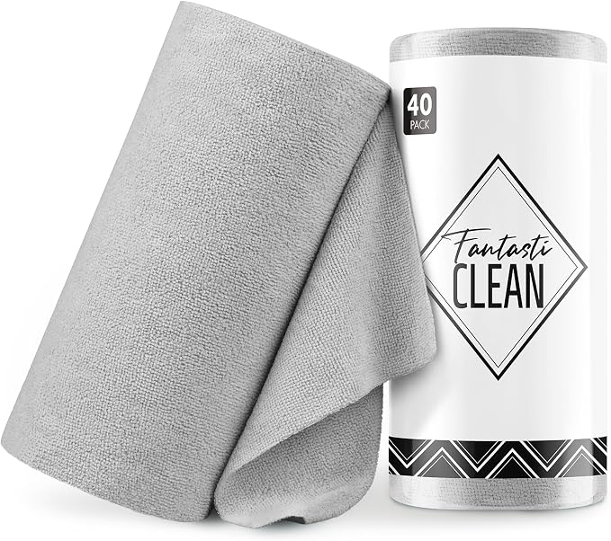 Fantasticlean Microfiber Cleaning Cloth Roll- 40 Sheets, Tear-away Microfiber by Fantasticlean