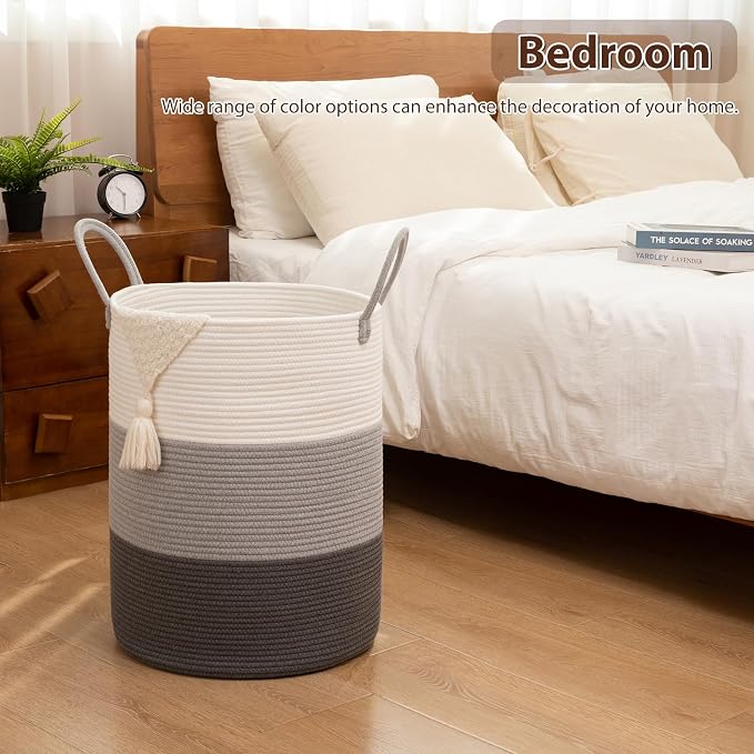 OIAHOMY 60L Nursery Hamper Laundry Basket Laundry Hamper Gradient Grey - Image 5