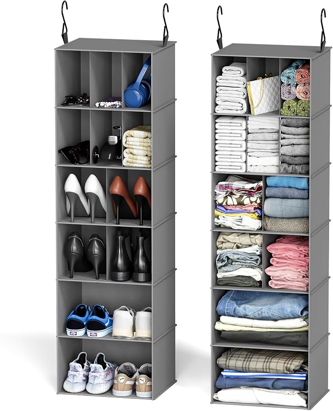 SpaceAid 2 Pack Hanging Closet Organizer and Storage by SpaceAid